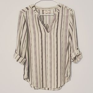 Maurices Pale green striped roll tab blouse xs